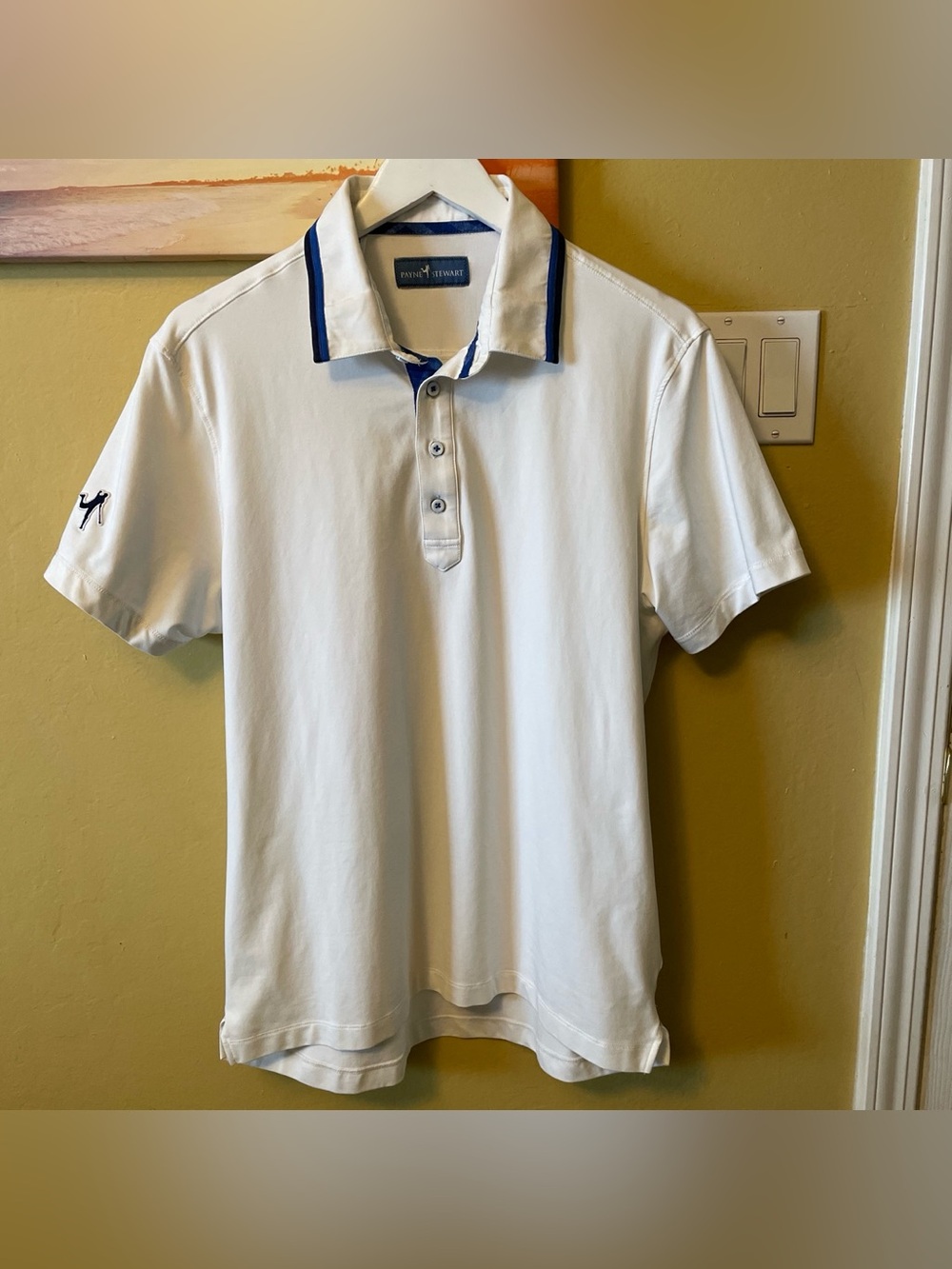 Payne Stewart Golf Polo Shirt Mens Size Medium White Short Sleeve Casual Classic